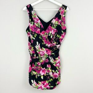 NEW Denim & Co. Beach Swimwear One Piece Floral Print Swimsuit